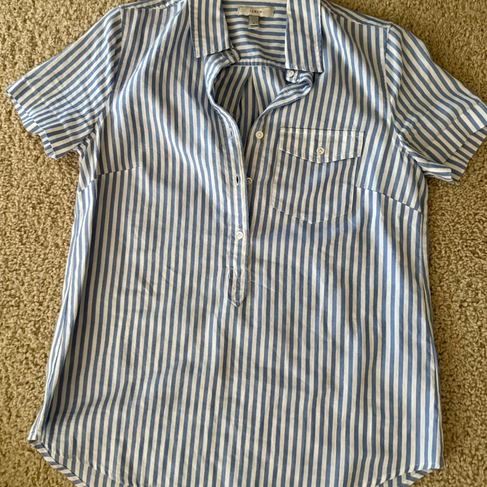 J. Crew Classic Blue and White Striped Top
